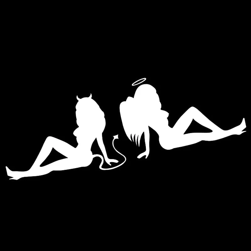 

Lifelike Beauty Temptation To Angels and Demons Car Stickers Styling Funny Bumper Sunscreen Decal Accessories PVC 20cm X 8cm