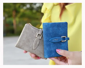

2020 explosion models retro matte multifunctional two folding buckle student wallet female short paragraph tide wholesale wallet