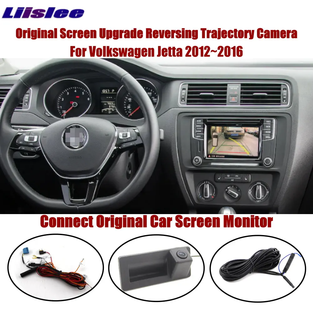 

Liislee For Volkswagen Jetta 2012~2016 Compatible Original Screen Reverse Trunk Handle Camera Intelligent Dynamic Trajectory