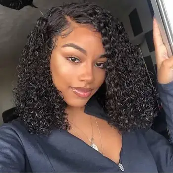 

13x6 Deep Part Jerry Curly Lace Front Human Hair Wigs for Women Brazilian Remy Hair 150% Short BOB Wigs Pre Plucked Baby Hair