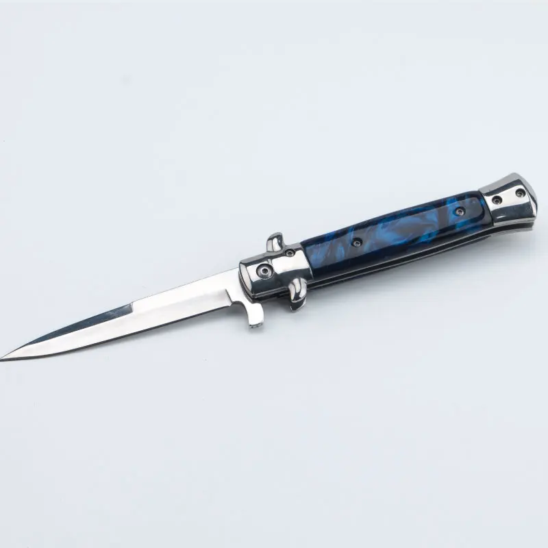Ручка из нержавеющей стали складной охотничий нож Быстрый открытый туристический карманный нож тактический нож для выживания на природе инструмент - Цвет: Blue