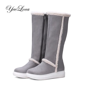 

Women's Snow Boots Australia Winter Women Warm Femme Boots Leather Zip Fashion Gray Flat Mid Calf Shoes Botas Invierno Mujer