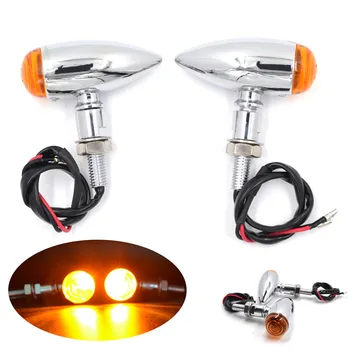 

Bullet Style Motorcycle Turn Signal Indicator Light High Quality Universal Chrome Lamp 2PCS For Harley Chopper Cruiser Bobber