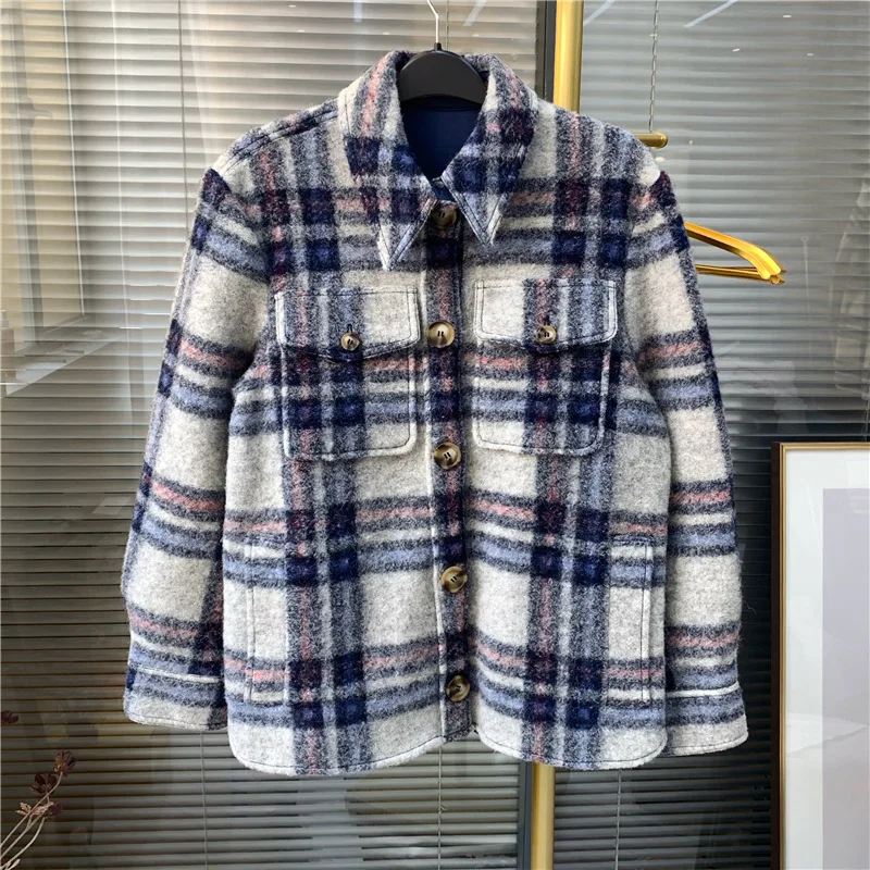

New 2019 Autumn winter women's plaid jackets Chic women loose coat A878
