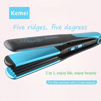 

Kemei Hair Straightener 2 in 1 ionic straightening iron & curler styling tool Dry & wet Fast Warm-up Heating Plate 110V-240V