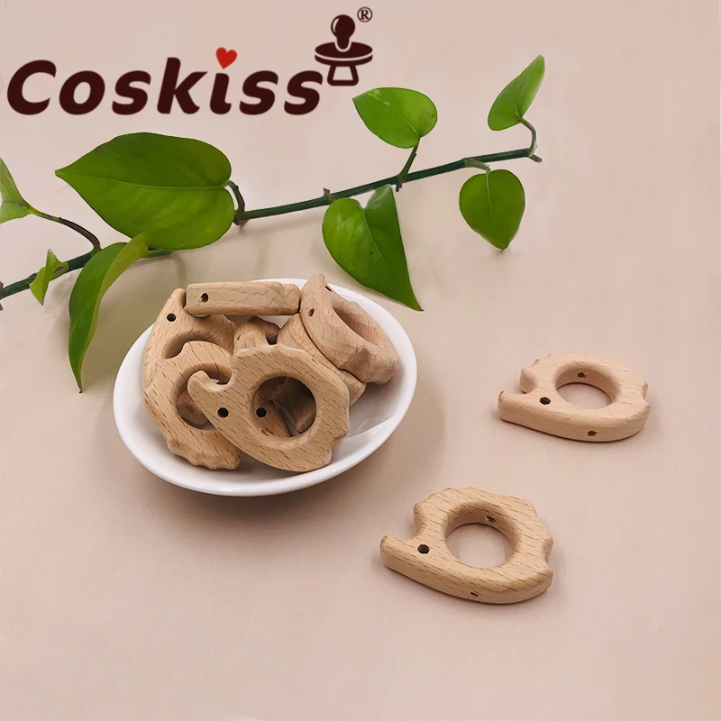 

Coskiss 20pcs Beech Wooden Bow Beads BPA Free Wooden Teethers Toys Wooden Teether Wooden Teething Bead Baby Teether
