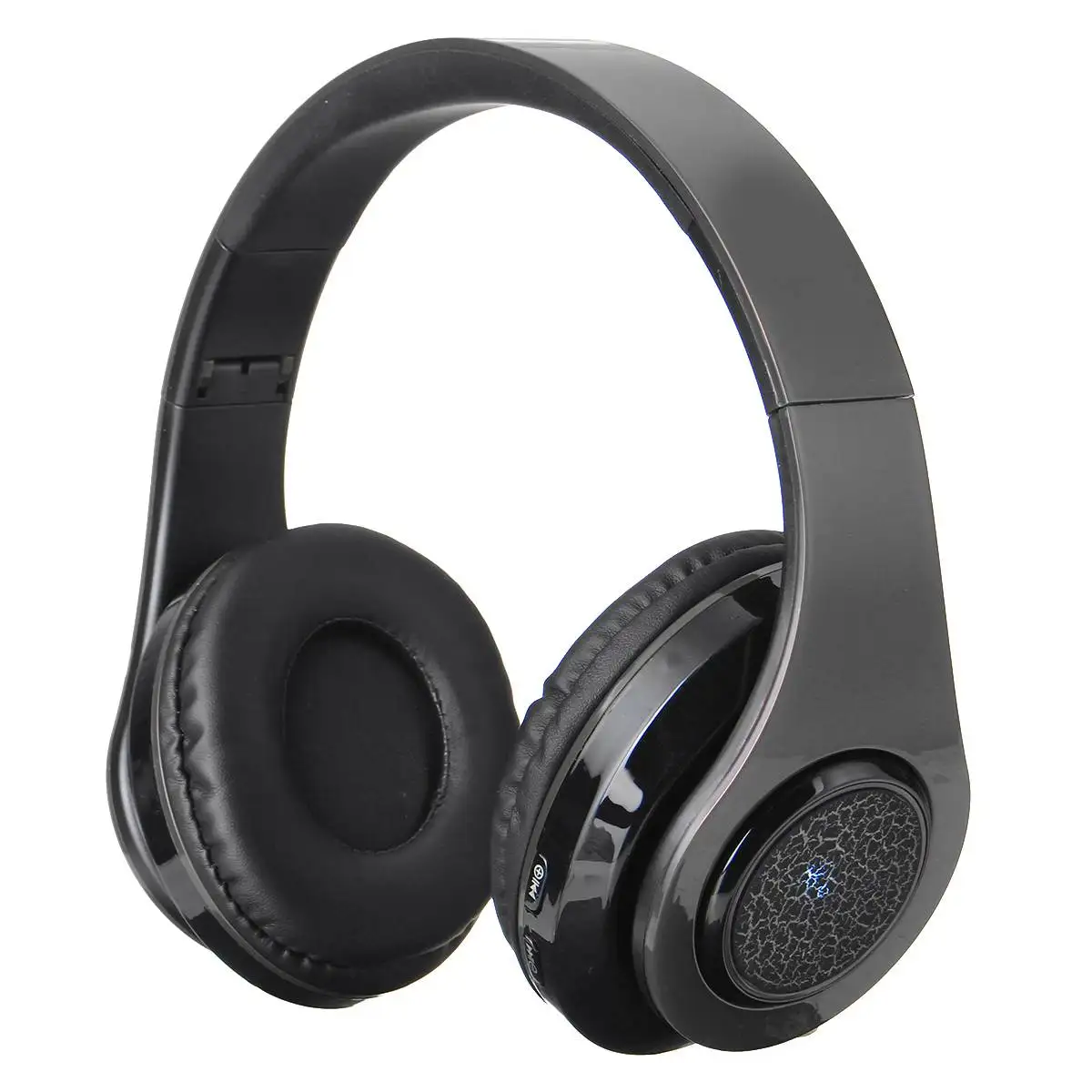 Черный Беспроводные bluetooth 5,0 наушники светодиодный свет красочные светящиеся Складные стерео игровая гарнитура с микрофоном Поддержка TF карты - Цвет: Черный