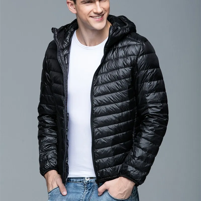 Autumn And Winter The New Super Light Thin Section Men's Down Jacket Brief Paragraph Big Yards Leisure Hooded Down Jacket