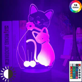 

Romantic 2 Cats Colorful Baby Night Light Led Touch Sensor Usb and Battery Powered Nightlight for Home Decoration Bedside Lamp