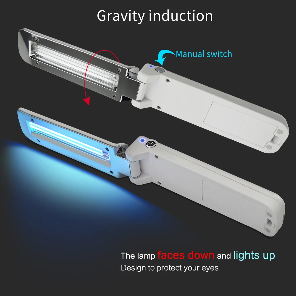 USB Powered UV UVC Quartz Lamp Portable Gravity Sensor Sterilization Ultraviolet Light Disinfectant Germicidal Lampe Ampoule 3W