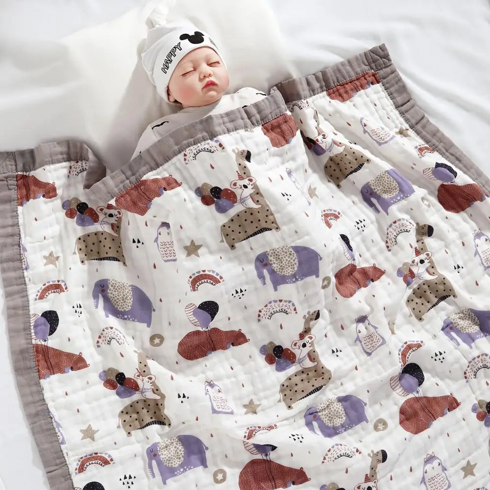 cooling mattress topper Happyflute Bamboo Cotton Soft Baby Blankets Newborn 6Layers Muslin Swaddle Blanket for Newborn Baby Bath Towel mattress protector Bedding