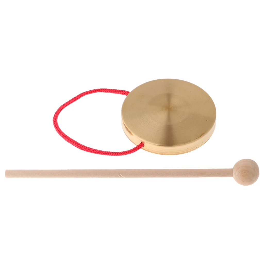 Mini Hand Gong Chapel Copper Cymbals Percussion Opera Gong for Kids Children Toys (10cm)