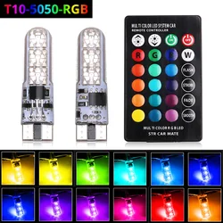 T10 5050 rgb lâmpada led 6smd cob canbus carro com controle remoto flash/strobe leitura cunha luz luzes de folga