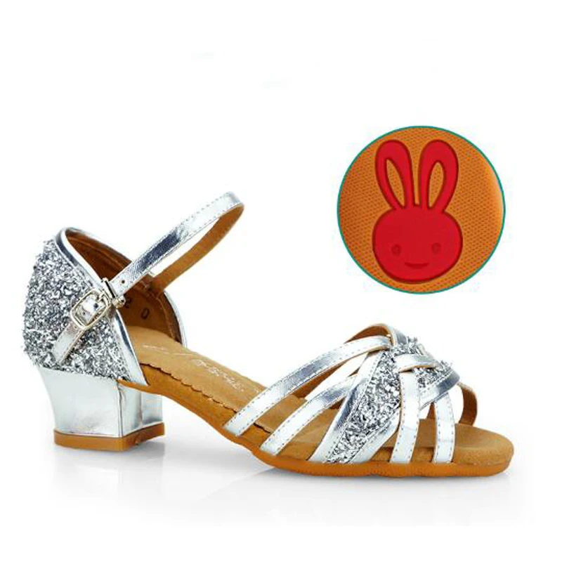 Детская танцевальная обувь для латинских танцев Детская танцевальная обувь для девочек для танго бальных танцев мягкая женская обувь для сальсы резиновые сандалии на низком каблуке