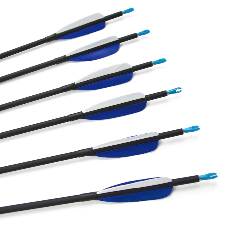6 шт. углеродный для стрельбы из лука стрела Spine 700 OD7 мм ID5.2mm стрелы из карбонового сплава со сменными наконечниками и 3-дюймовый резиновый перо