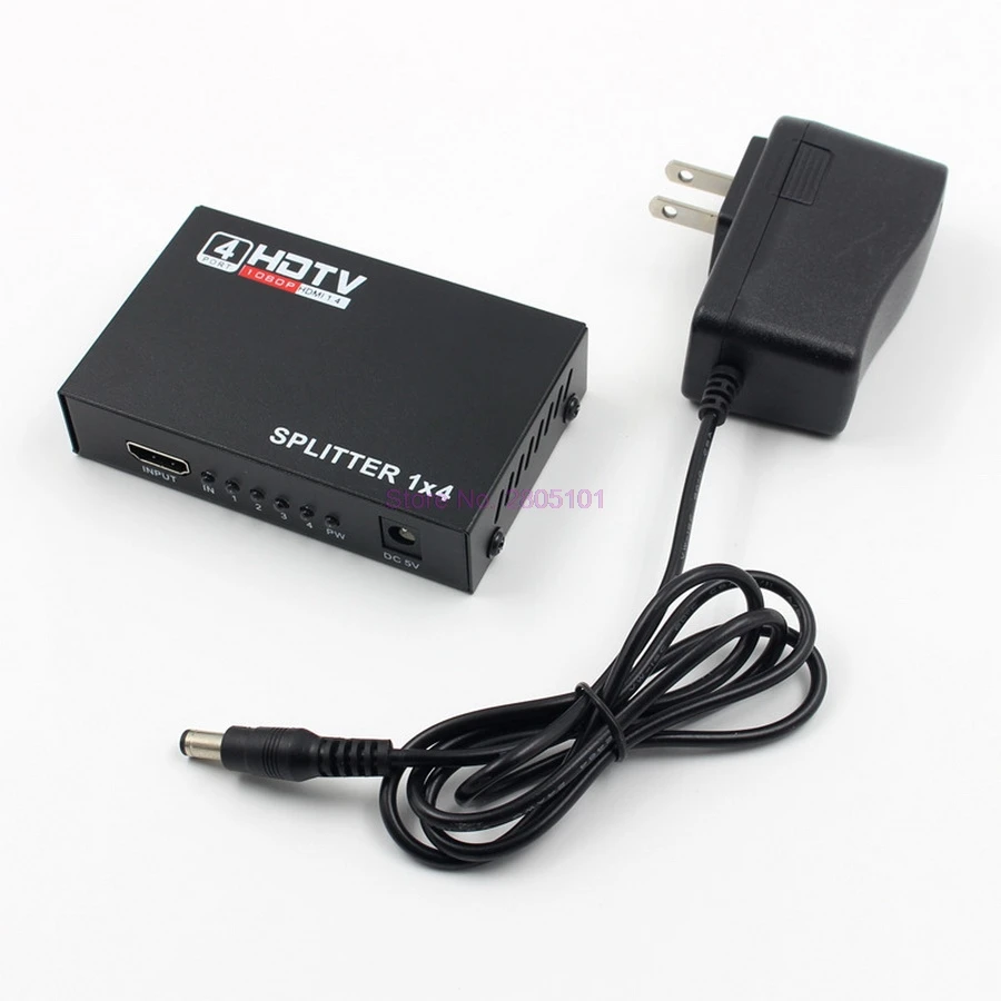 dhl or fedex 20pcs 1 in 4 out Port HDMI Splitter 1X4 Hub Repeater Amplifier V1.4 3D 1080P Audio Cable Adapter Converter | Электроника