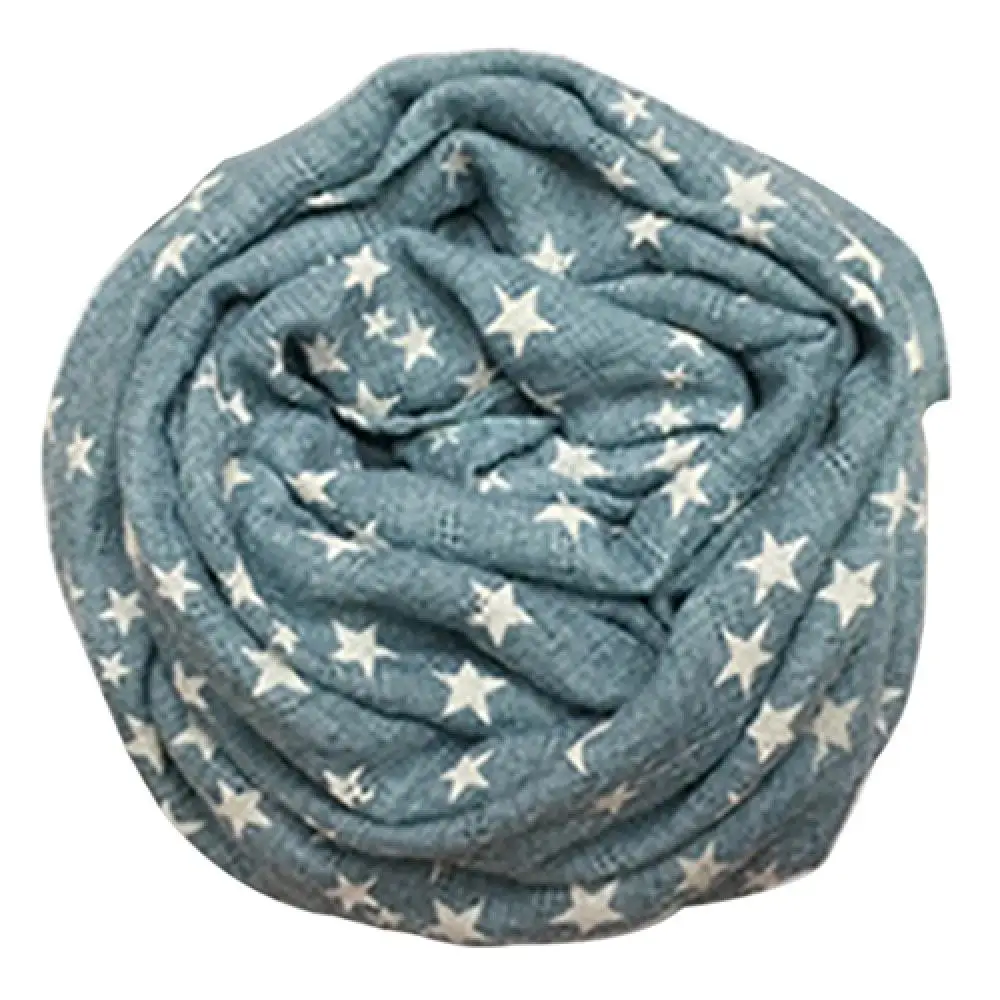 New Boy Girls Cotton Neck Scarf Rings Pentagram Printed Warm Shawl Kids O-Ring Neckerchief Print Star Pink Yellow Women Wraps