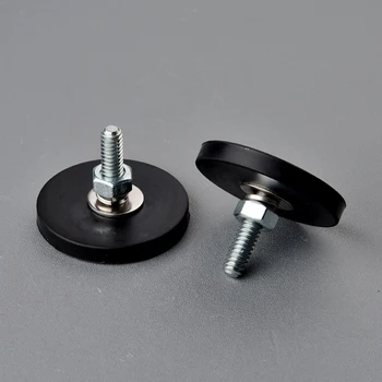 

6pcs D43mm Neodymium Magnet with Rubber Coated and M6 1/4 Imperial External Thread Working Light Fixture Camera Magnetic Base