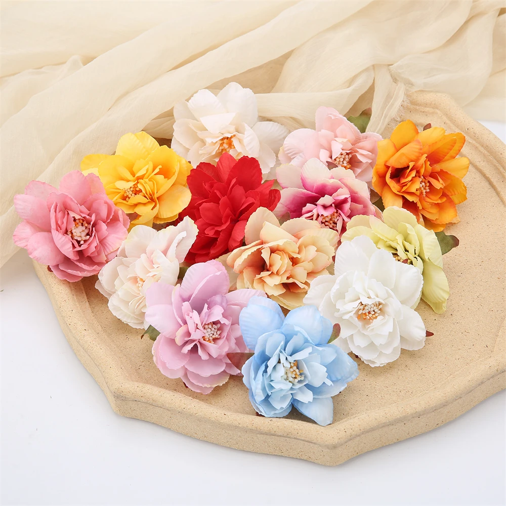 Teste di fiori di camelia bordeaux 10-100 pezzi teste di fiori di seta artificiale rosa da 2 pollici per decorazioni di nozze docce per bambini artigianato fai da te - Italia