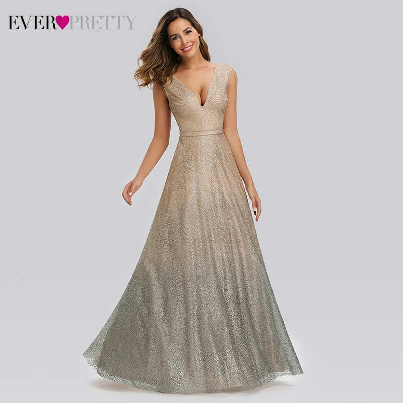Sparkle Evening Dresses Ever Pretty EP00826BH A-Line Double V-Neck Tulle Sexy Formal Dresses For Party Vestido De Festa Longo