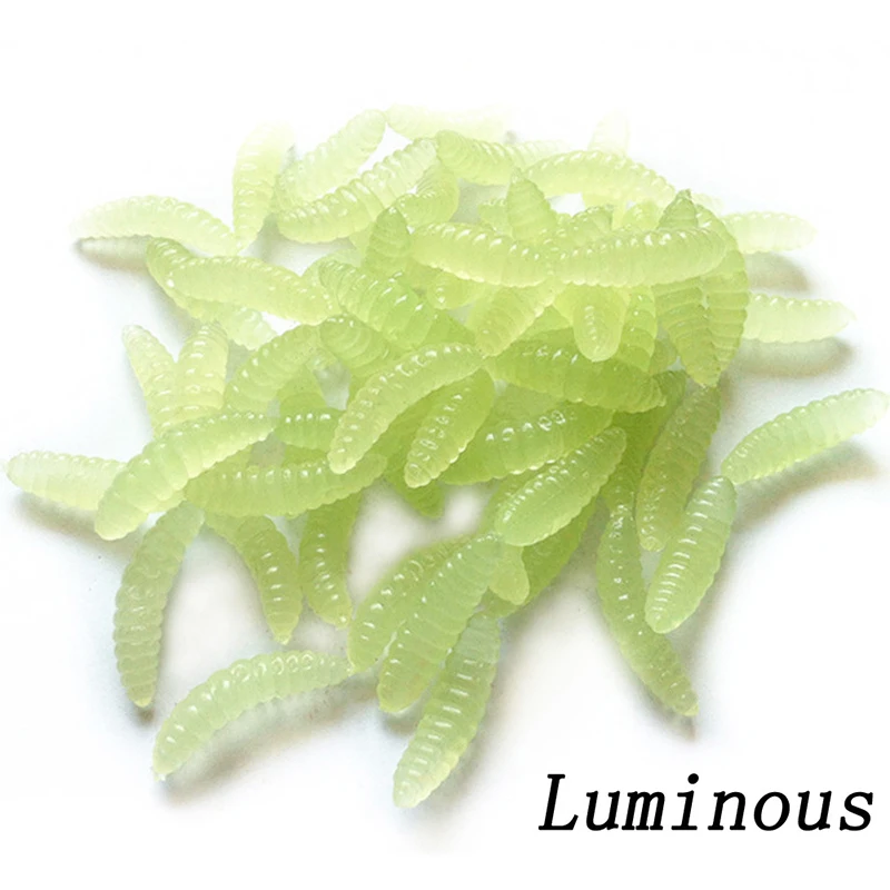 Luminous 50 шт., 2 см, 0,3 г, мягкие рыболовные приманки, крючки, запахи червей, Светящиеся креветки, прижимные рыболовные приманки, Реалистичная приманка, рыболовные приманки с запахом - Цвет: Luminous