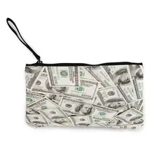 Бумажный женский кошелек с принтом доллара, Маленький милый кредитный держатель для карт, сумки для денег для дам, кошелек клатч на молнии, сумка на заказ