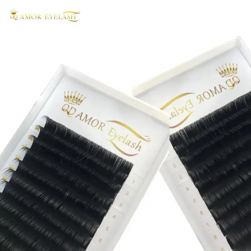 

QD AMOR 5cases / lot 16lines faux mink Bloom Easy Fans Lashes Auto Easy Fanning Eyelashes Extension