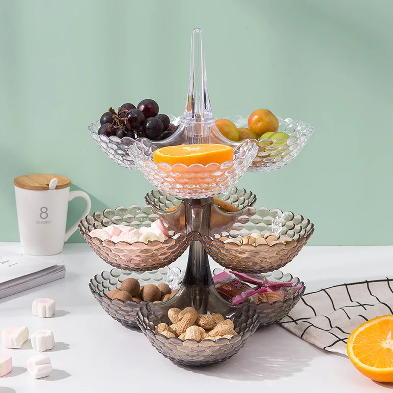 

Creative European Style Plastic Stackable Fruit Tray Living Room Candy Snacks Container Dried Fruit Box Table Decorations
