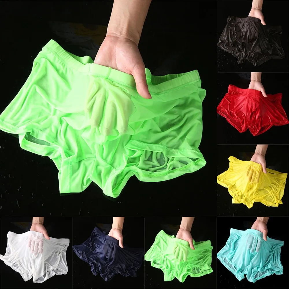 Men's Briefs Wet Seductive Sexy Boxers Thin Transparent Underwear Shorts Trunks Gays Clothes Sissy Panties Fashion Bottom Shorts men's low rise briefs