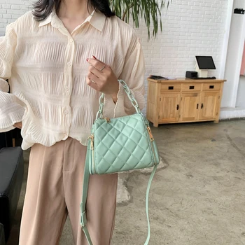 

Solid Color Pu Leather Bucket Bags For Women 2020 Fashion Good Quality Chain Shoulder Crossbody Bag Female Handbags And Purse