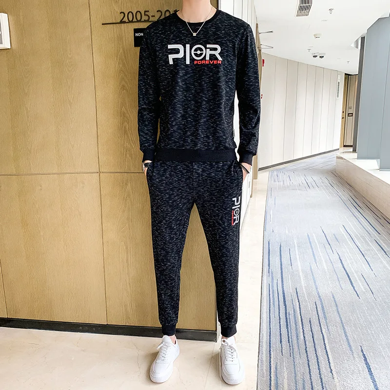 

MEN'S Hoodie Hooded Spring And Autumn Korean-style Trend Loose-Fit Collocation a Set of Handsome Long Sleeve Leisure Sports Suit