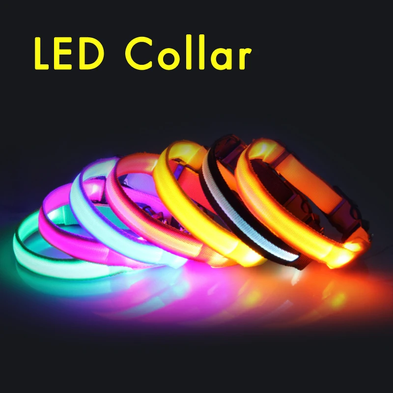 

Dog Led Collar Light Not Included Anti Lost Avoid Luminous Flash Nylon Pet Collar For Dogs Walking Safe Car Accident Pet Product