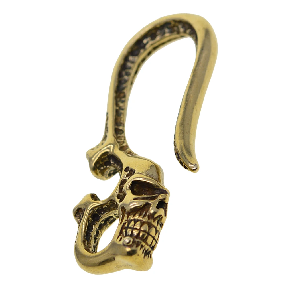 Solid Brass Skull Hook Key Loop Pocket Clip , Gothic Punk Style Car Keychain for Men Women  (Brass Hook)