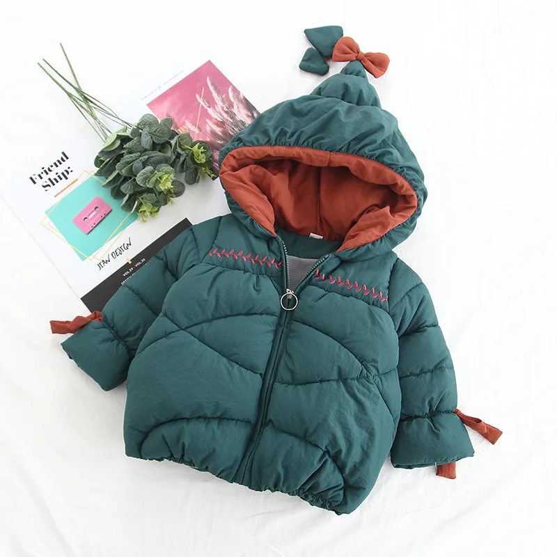 Детская одежда в Корейском стиле для девочек; зимнее пуховое хлопковое пальто с начесом и толстым воротником; хлопковое пальто в западном стиле