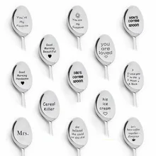 Cuchara de acero inoxidable para regalo del Día de San Valentín para novia, novio, letras, decoración de boda, regalos para invitados, 2021