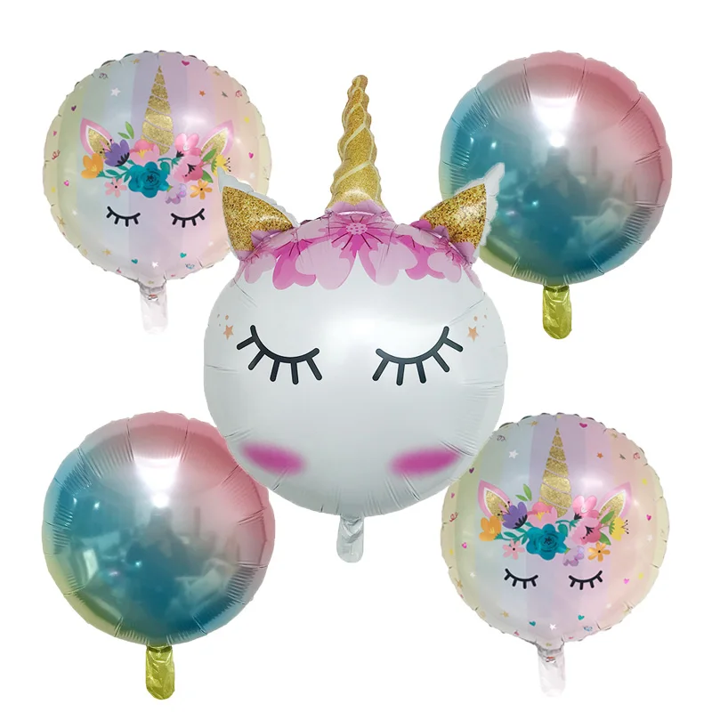 

5pcs/lot Rainbow Gradient Unicorn Balloon birthday party decorations kids Unicorn party Wedding Balloons globos