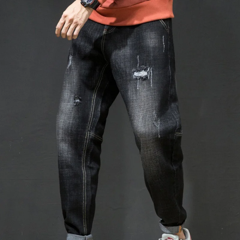 

Popular Brand Small Harem Jeans MEN'S Black Japanese-style Pants