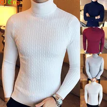 

Casual Men Winter Solid Color Turtle Neck Long Sleeve Twist Knitted Slim Sweater Men's Knitted Sweaters Pullover Men Knitwear 7x