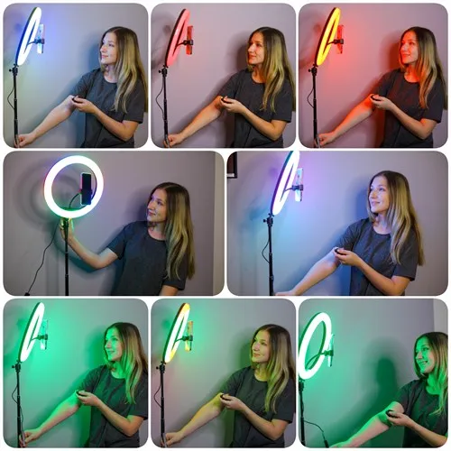 de celular, lâmpada para fotografia e maquiagem