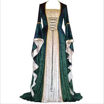 

Medieval Victorian Evening Party Dress For Women Vintage Gothic Green Ball Gown Carnival Cosplay Costume For Lady Plus Size 3XL