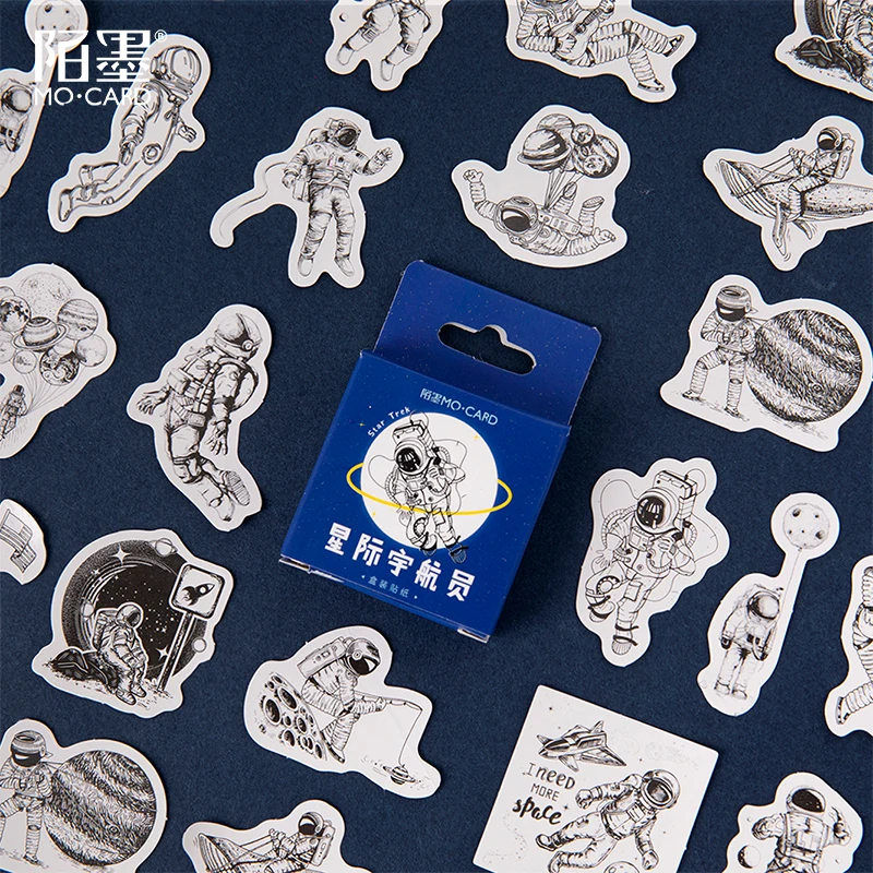 Mo.card retro Interstellar astronauts mini paper diary Scrapbooking sticker Decoration label 1 lot = pack 45 pcs | Канцтовары для