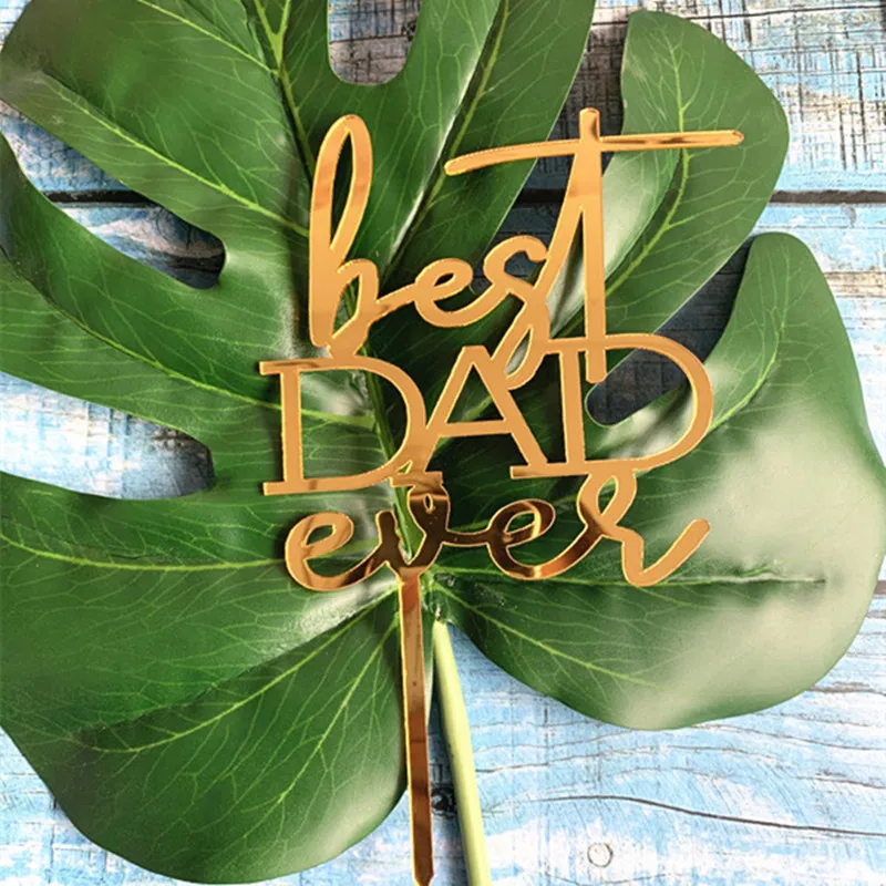 

INS Best Dad ever Acrylic Cake Topper Gold Daddy Birthday Cake Topper Supplies for Father's Day Birthday Party Cake Decorations