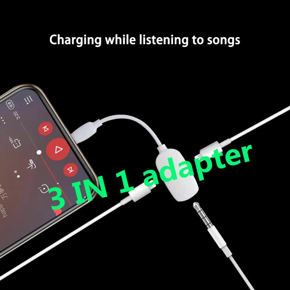 

Headphone Jack Splitter For iphoneX XS Charging Cable 3.5mm Headphone Jack Adapter For iphone 8 7 Plus Charger Cord