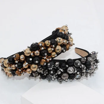 

Luxury Handmade Bead Balls Wild Headband Princess Crown Rhinestones Hair Band Headband Crown Bridal Hair Accessorie Dropship