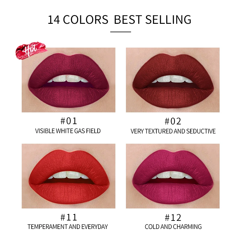 

14 Colors New Velvet Matte Lipstick Smoke Tube Lipstick Soft Moisturizer Not Dry Long Lasting Sexy Red Brown Lips Makeup