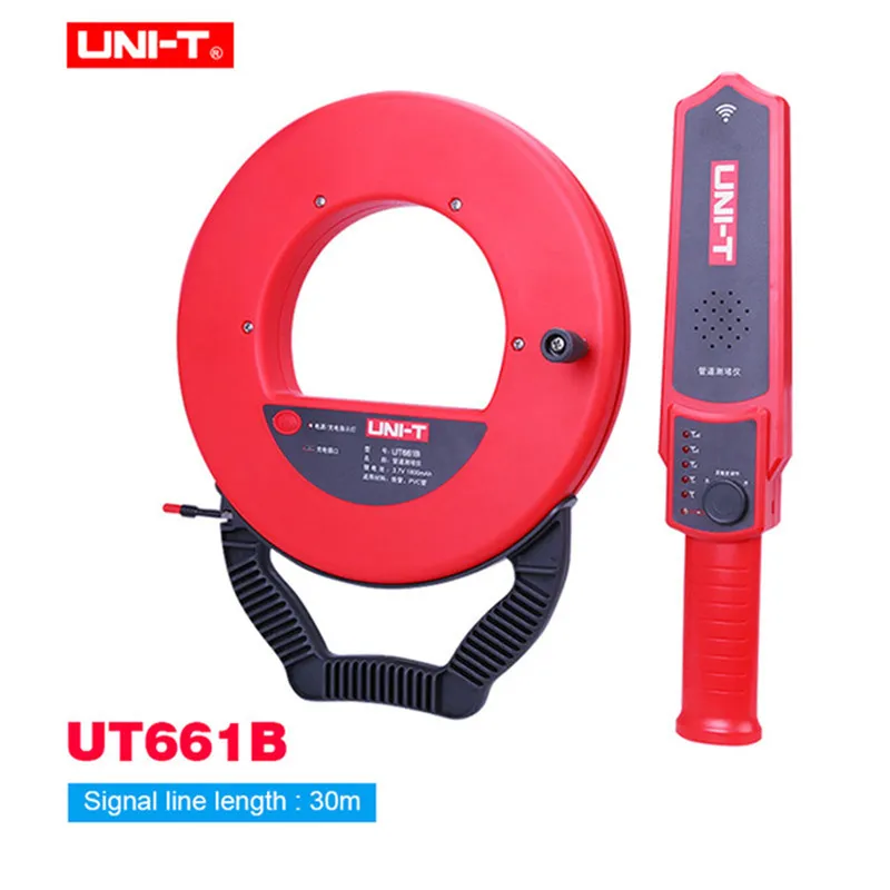 UT661B 30m UNI-T стены ПВХ железа трубы детектор засорения UT661A UT661B диагностический инструмент сканер трубопровода Блокировка засорения сантехники инструмент - Цвет: UT661B 30m