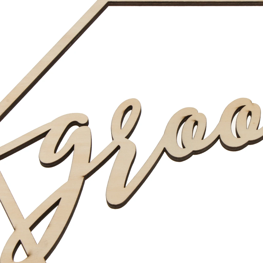 2 Pieces Hexagon Bride Groom Chair Signs Wooden Wedding Hanging Signs for Wedding Chairs Decoration
