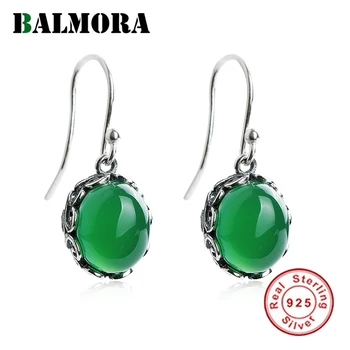 

BALMORA 100% Real 925 Sterling Silver Jewelry Elegant Chalcedony Drop Earrings for Women Lover Gift Fashion Jewelry Dangle
