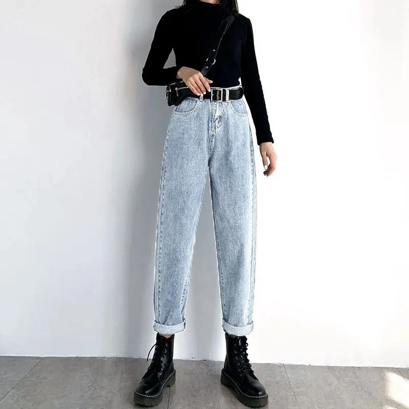 

2022 Spring Autumn Jeans Women's Loose 5XL Denim Pants High Waist Straight Jeans For Women Vintage Denim Harem Pants Casual