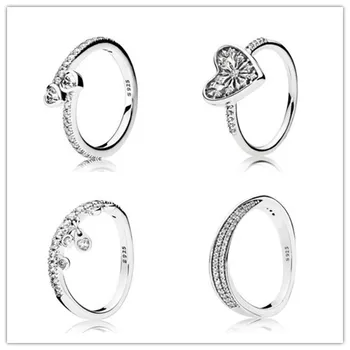 

925 Sterling Silver Rings Elegant Waves Ring Clear Cz For Women Wedding Engagement Party Gift Fashion Jewelry